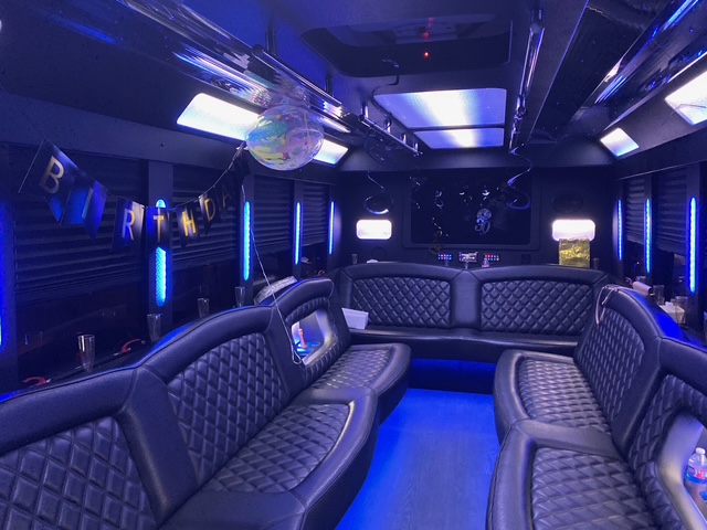 The Executive party bus interior
